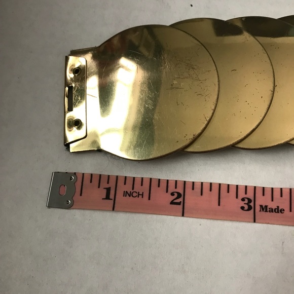 Coin Belt Gold Stretch Vintage Wide Statement Disc - Picture 7 of 10
